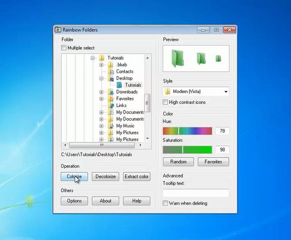 change folder color in windows 7