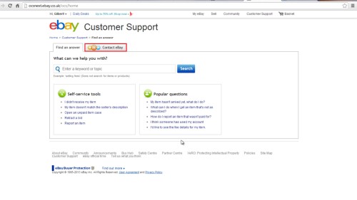 click on ‘contact ebay’ to