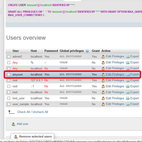 mysql create user with privileges on database