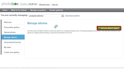 Adding a new album to your gallery