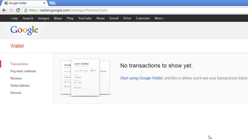 Viewing your Google Wallet