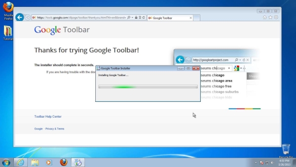 finish setup of Google toolbar