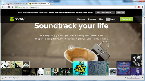 The Spotify homepage