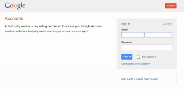 log in to Youtube with Google credentials