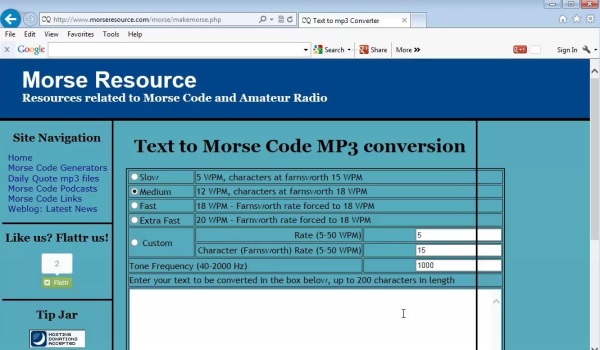 pick speed and tone of Morse message