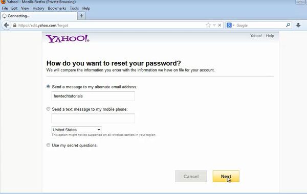 choose the password reset option