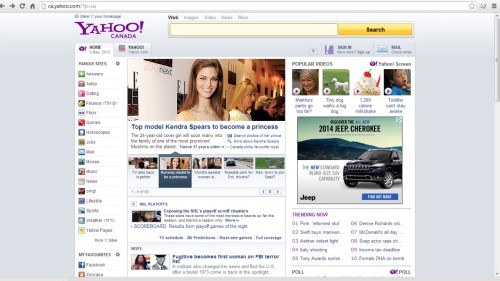 Go to yahoo.com on your browser