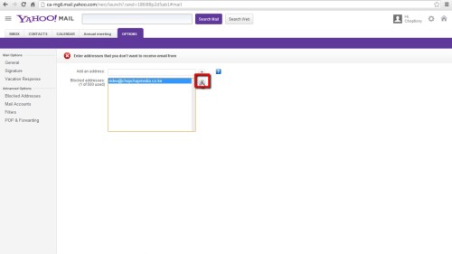 how do i block emails in yahoo