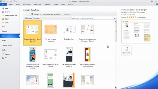 how to create a brochure in word 2010 without template