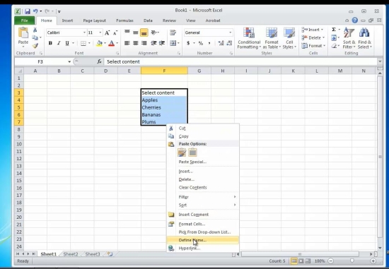 how to create drop down menu in excel 2016