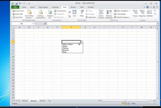 border drop down menu excel 2016