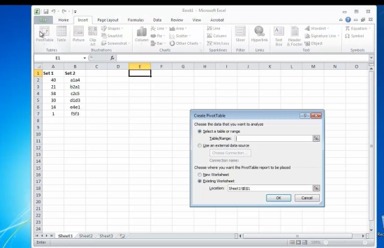 click Pivot Table