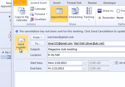 send calendar invite on behalf of outlook for mac