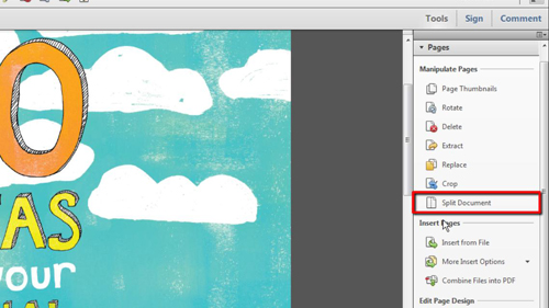 The split document option in Adobe