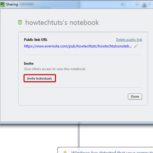 Share notebook with individuals