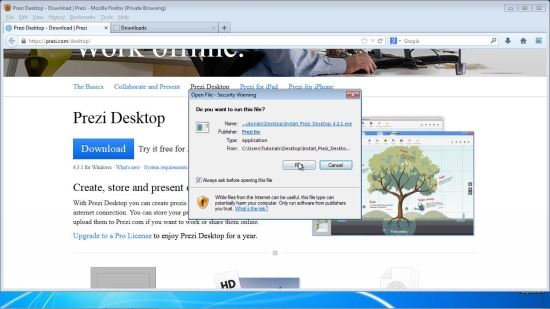 download Prezi desktop installer and run it