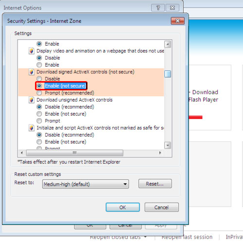 Enable signed activex controls