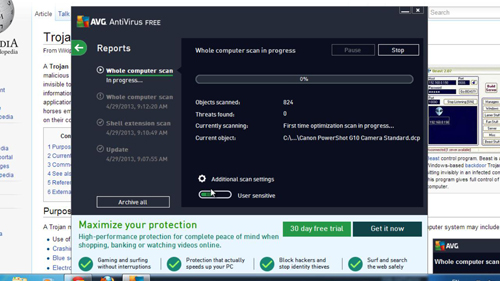 Using AVG to check for possible infections