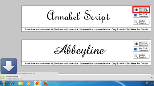 Downloading the font for Windows