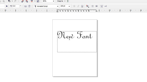 Using the new font in Corel Draw