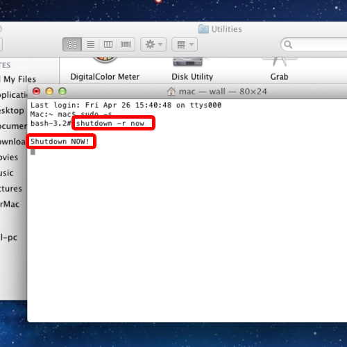 mac restart shortcut