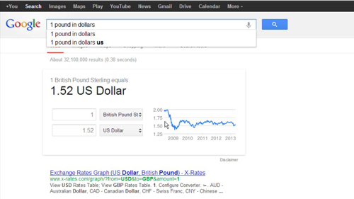Using Google to convert a currency