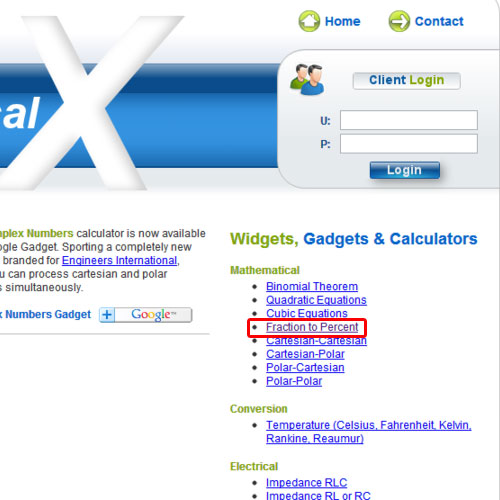 Fraction to percent option