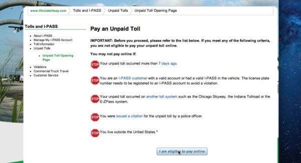 paying illinois tolls online