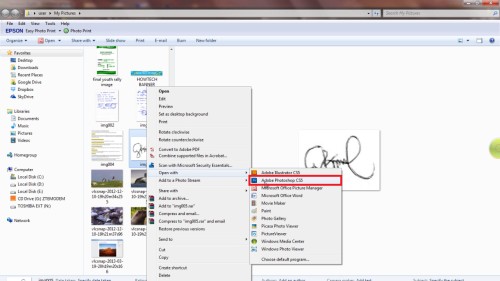 Open you scanned signature on Adobe Photoshop
