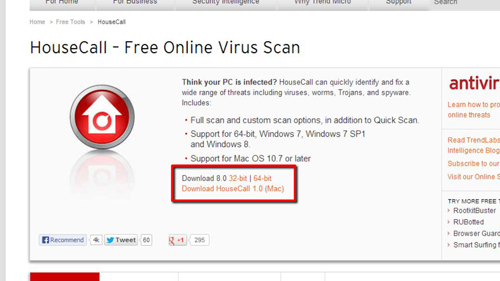 Download the free virus scan tool