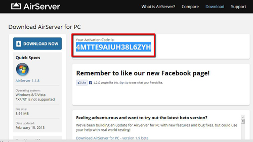 free airserver activation code pc