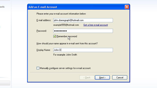 Adding your email information to the program