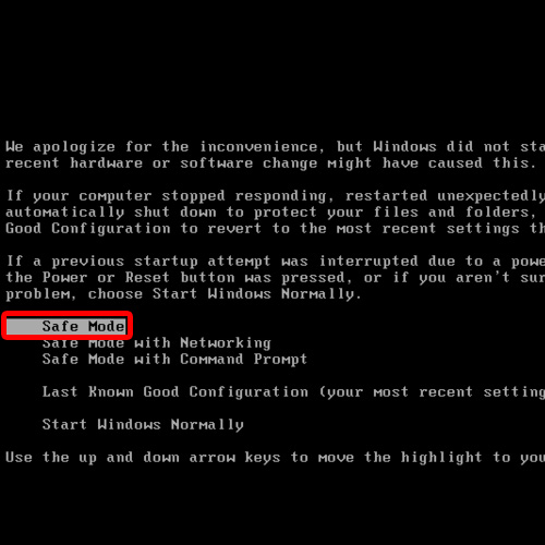 Use safe mode