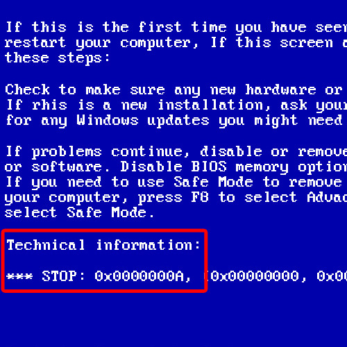 Windows error message Technical Information on blue screen Sticker by sopfanna