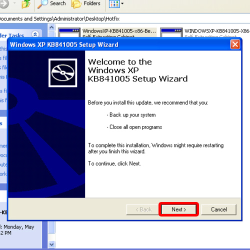 Proceed with the Windows XP setup wizard