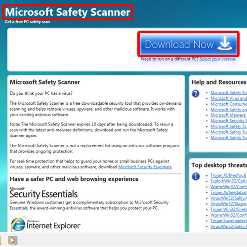 download the new version Microsoft Safety Scanner 1.397.920.0