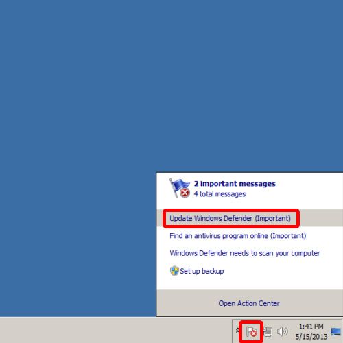 Click on update windows defender option