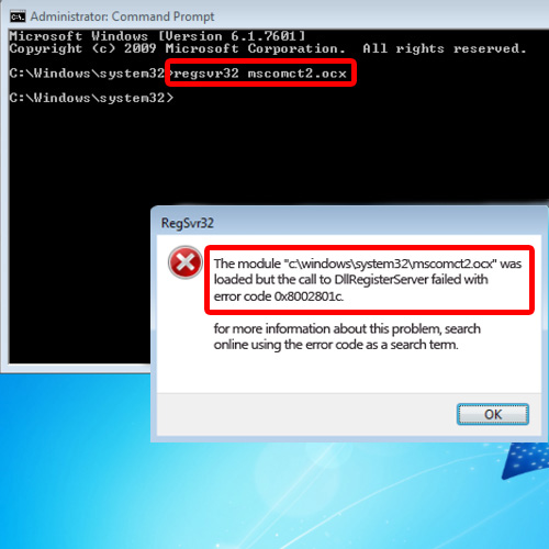 mscomctl ocx dllregisterserver failed