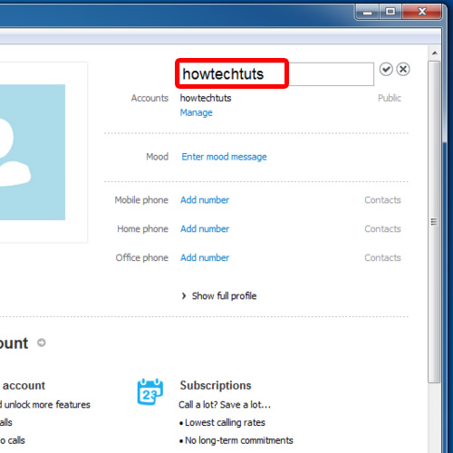 how to change skype name in mobile