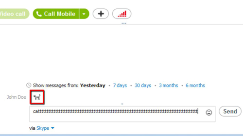 Successfully getting the Skype cat to appear