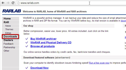 The WinRar page