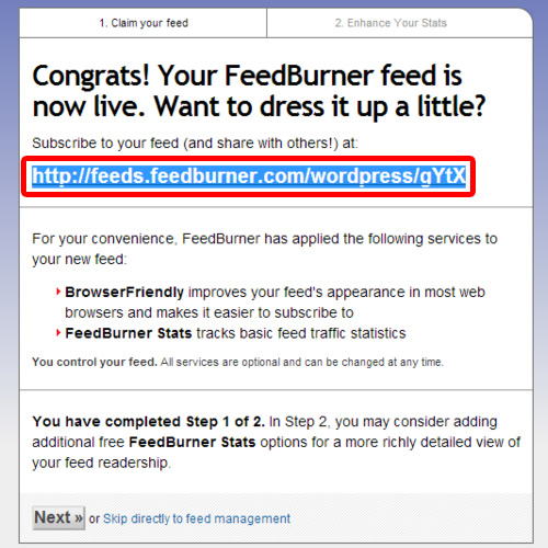 Copy the URL of feed