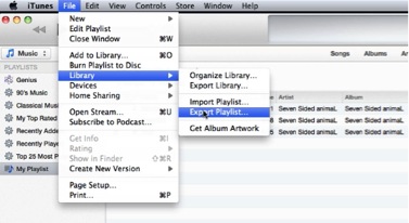 select File-Library-Export Playlist