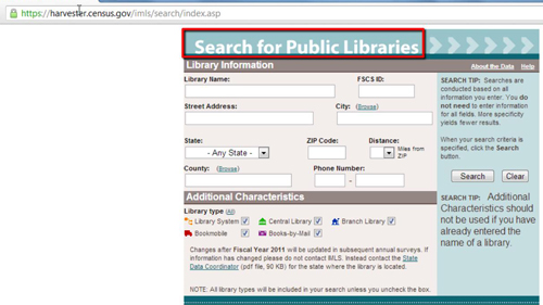 The public libraries page