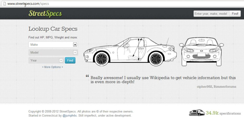 Visiting the StreetSpecs site