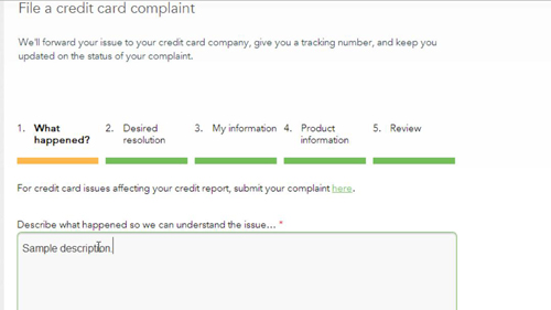 The complaint options