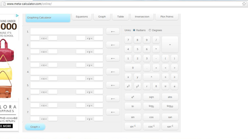 The graphic calculator interface