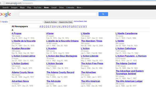 The Google newspaper archives