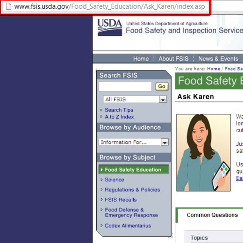 Open Ask Karen Page for Food Safety Education