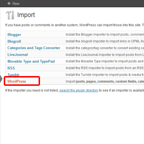 Use wordpress option in Import Section